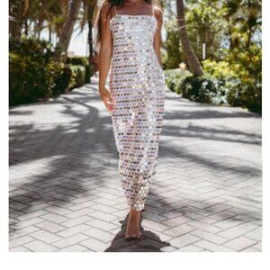 Elegant Sequin White Dress